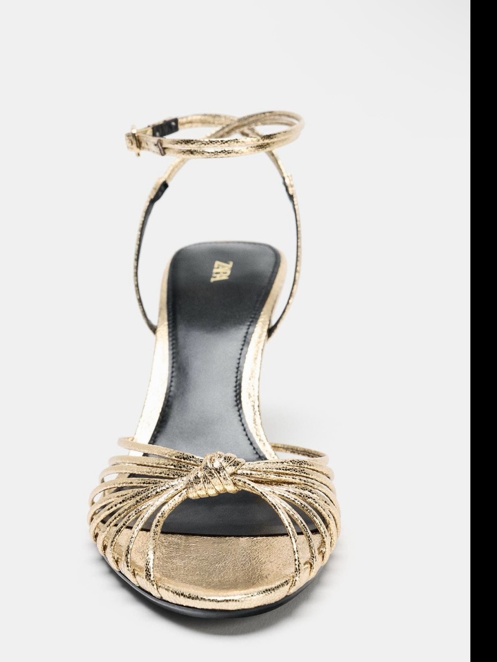 Zara Metallic Gold Strappy Ankle‑Tie Heels
